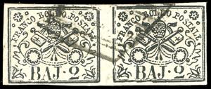 1867 - 2 baj bianco (3A), coppia orizzontale ... 