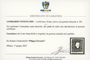 1859 - 3 soldi nero, II tipo (29), ... 