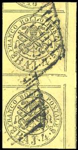 1864 - 4 baj giallo (5A), coppia orizzontale ... 