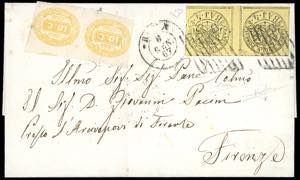 1867 - 4 baj giallo (5A), coppia orizzontale ... 