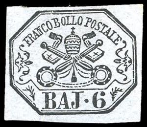1864 - 6 baj grigio lilla (7A), nuovo, gomma ... 