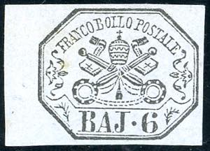 1864 - 6 baj lilla azzurrastro (7Ab), bordo ... 
