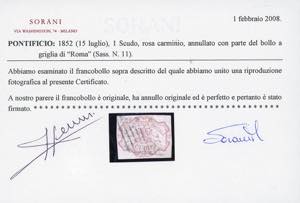 1852 - 1 scudo rosa carminio (11), ... 