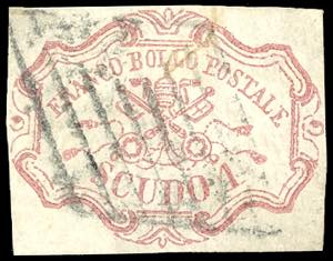 1852 - 1 scudo rosa carminio (11), usato, ... 