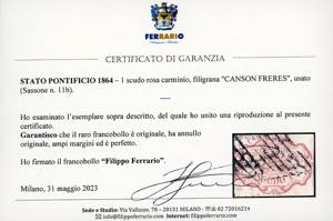 1852 - 1 scudo rosa carminio, ... 