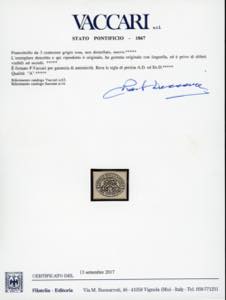 1867 - 3 cent. un esemplare grigio ... 