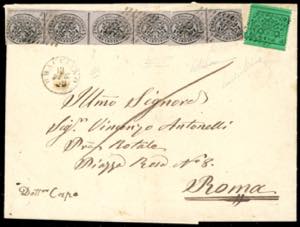 1869 - 3 cent. grigio rosa, striscia ... 