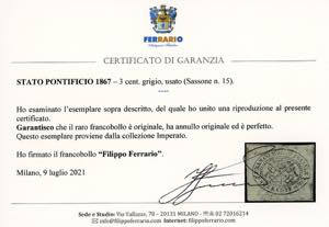 1867 - 3 cent. grigio (15), usato, ... 