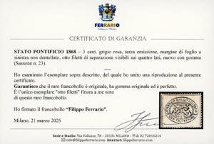 1868 - 3 cent. grigio rosa (23), ... 