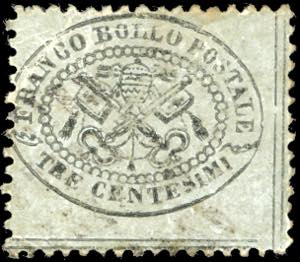 1868 - 3 cent. grigio (24), usato, perfetto. ... 