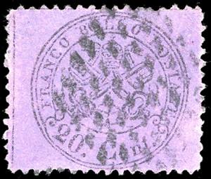 1868 - 20 cent. lilla grigio (28c), usato, ... 