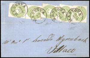1864 - 3 soldi verde, dent. 14 (42), cinque ... 