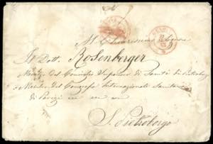 1853 - Lettera pagata in contanti da Genova ... 