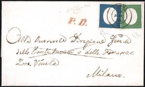 1855 - 5 cent. verde, 20 cent. azzurro ... 