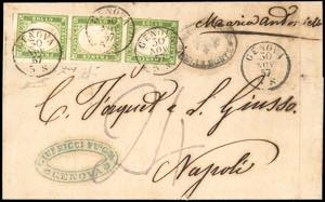 1857 - 5 cent. verde giallo chiaro (13Af), ... 