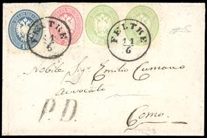 1865 - 3 soldi verde, due esemplari, 5 soldi ... 