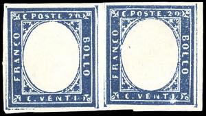 1860 - 20 cent. azzurro grigio, EFFIGIE ... 