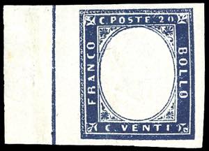 1862 - 20 cent. indaco, effigie impressa ... 