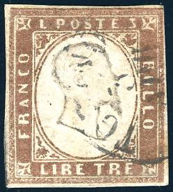 1861 - 3 lire rame vivo (18A), usato, ... 