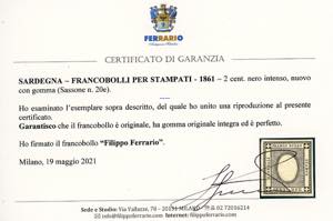 1861 - 2 cent. nero intenso per ... 