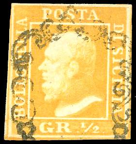 1859 - 1/2 grano arancio, II tavola, carta ... 