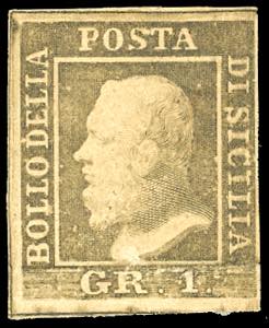 1859 - 1 grano bruno olivastro, I tavola, II ... 