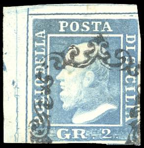 1859 - 2 grana azzurro, I tavola, carta di ... 