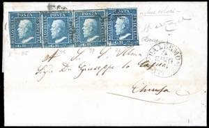 1859 - 2 grana azzurro, I tavola, carta di ... 