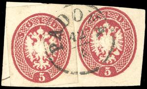 1863 - 5 soldi rosa, ritaglio di intero ... 