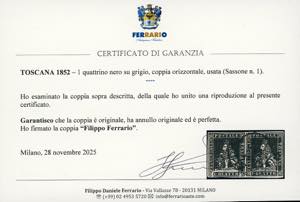 1852 - 1 quattrino nero su grigio ... 