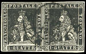 1852 - 1 quattrino nero su grigio (1), ... 