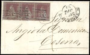 1852 - 1 crazia carminio cupo su azzurro ... 