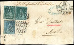 1852 - 2 crazie azzurro chiaro su grigio, 4 ... 