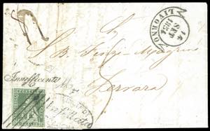 1854 - 4 crazie verde su grigio (6), ... 