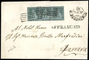 1855 - 4 crazie verde azzurro su grigio ... 