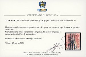 1851 - 60 crazie scarlatto cupo su ... 