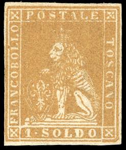 1857 - 1 soldo ocra, II emissione, filigrana ... 