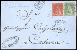 1859 - 1 crazia carminio, varietà di ... 