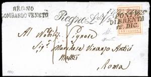 1851 - 15 cent. rosa, II tipo, carta a mano ... 