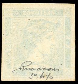 1855 - 3 cent. Mercurio azzurro, ... 
