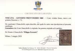 1860 - 1 cent. violetto bruno ... 