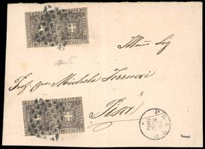 1860 - 1 cent. violetto bruno (17), due ... 