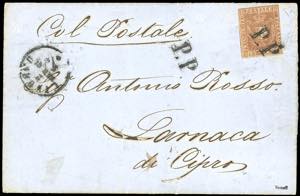 1861 - 80 cent. carnicino (22), corto a ... 
