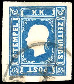 1858 - 1,05 soldi azzurro (8), usato, ... 