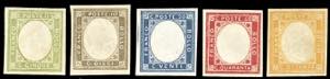 1861 - Non emessi, serie completa (1/5), ... 