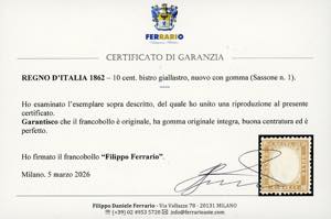 1862 - 10 cent. bistro giallastro ... 