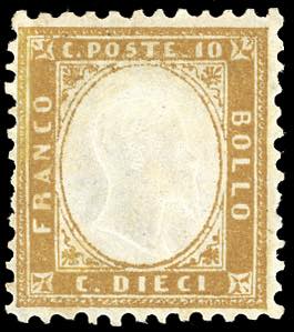 1862 - 10 cent. bistro giallastro (1), ... 