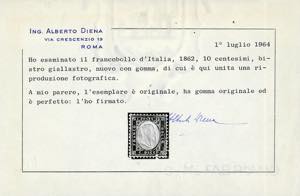 1862 - 10 cent. bistro giallastro ... 