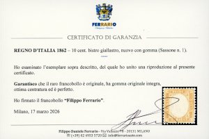 1862 - 10 cent. bistro giallastro ... 