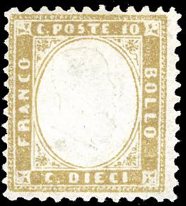 1862 - 10 cent. bistro giallo (1), nuovo, ... 